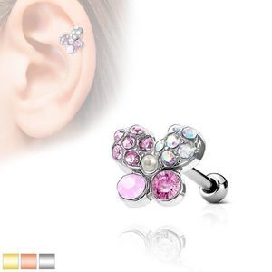 Butterfly labret piercing for cartilage or ear